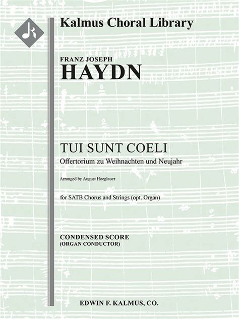 Tui Sunt Coeli Aus Dem Danklied Zu Gott Hob Xxvc For Satb