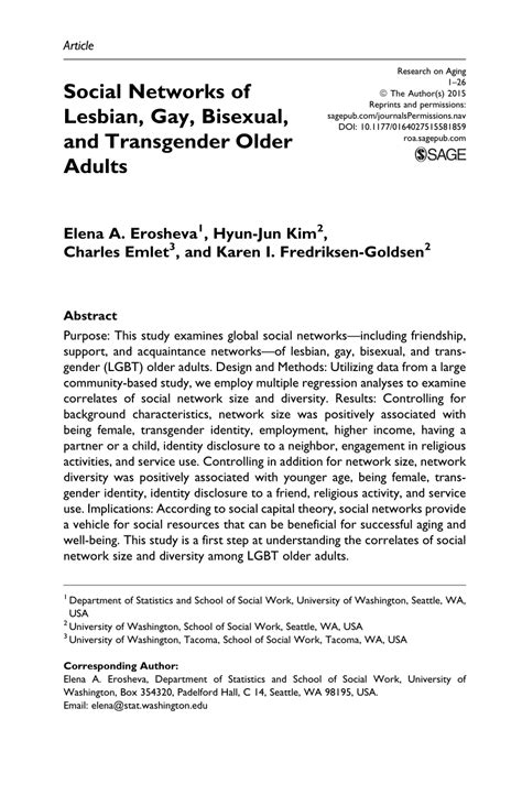 PDF Social Networks Of Lesbian Gay Bisexual And Transgender Older