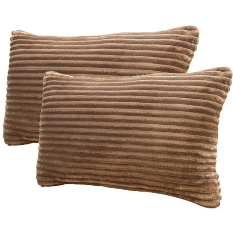 Baywell 2 Pack Soft Striped Velvet Throw Pillows 30x50cm 12x20in