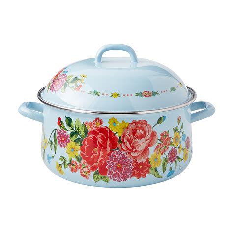 The Pioneer Woman Sweet Rose 64 Quart Enamel On Steel Dutch Oven With Lid