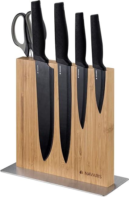 Navaris Double Sided Wooden Magnetic Knife Holder Universal Wood