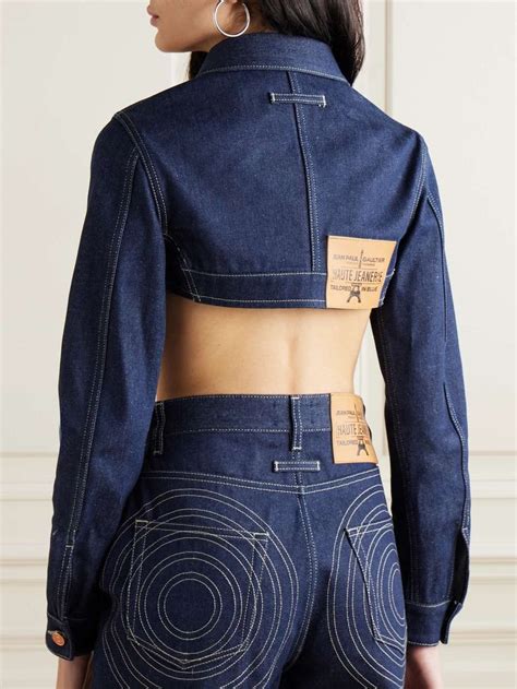 JEAN PAUL GAULTIER Cropped Embroidered Denim Jacket In 2024