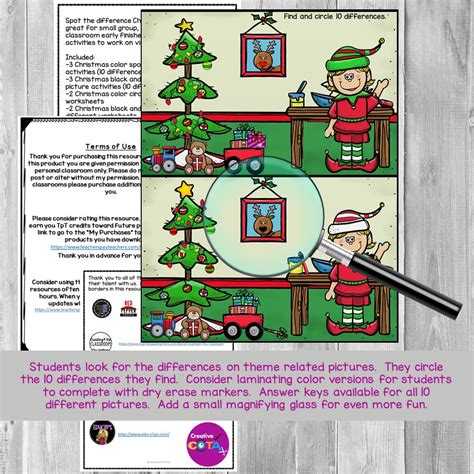 Christmas Activities Spot The Difference Visual Perception Made By