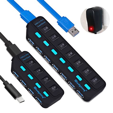 Usb 3 0 Hub Type C Hub Multi Usb Splitter 4 7 Port Expander Multiple Usbc 3 Hab Use Power