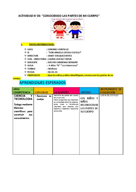 actividad  las partes del cuerpo humano actividad