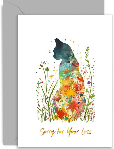 flower painting cat    loss sympathy cat animal card pet
