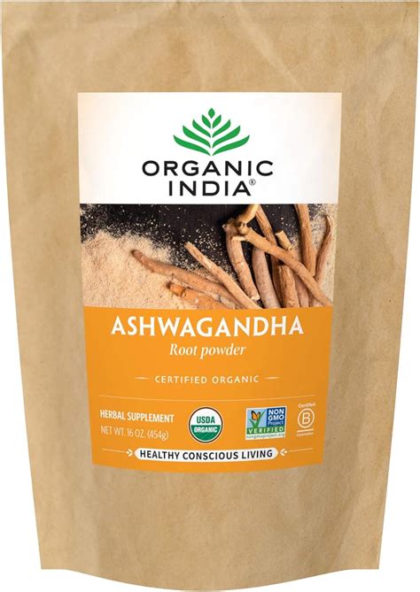 Organic India Ashwagandha Polvo Para Aliviar El Estrés Vegano Sin