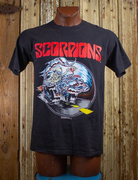 Vintage Scorpions World Tour Concert T Shirt 90s Black Medium Black Shag Vintage