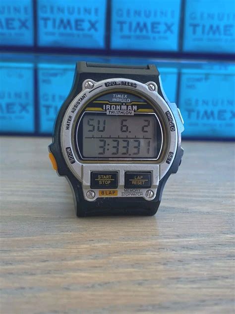 Vintage 1996 Mens Timex Ironman Triathlon 8 Lap Watch Indiglo 41mm Ebay