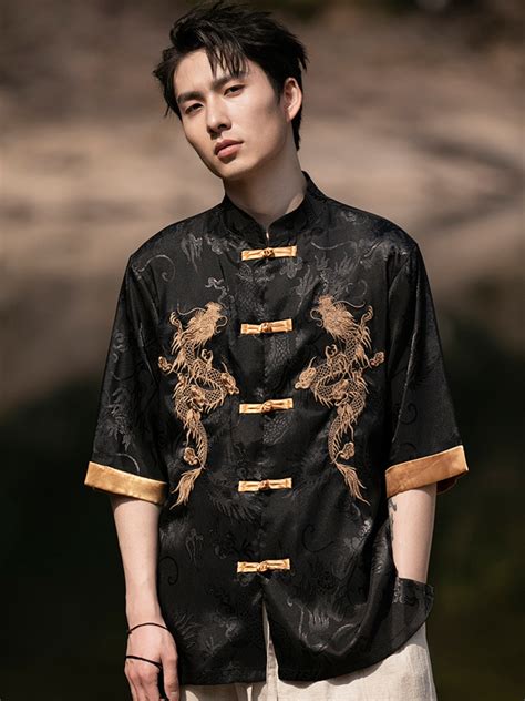 Exquisite Men S Traditional Tang Suit Embroidered Chinese Style Shirt