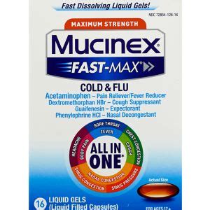 Mucinex Fast-Max Max Strength, Severe Cold Liquid Gels, 16 CT ...