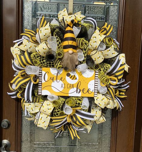 Bee Gnome Wreath Cute As Can Bee Wreath Spring Wreath Summer Wreath