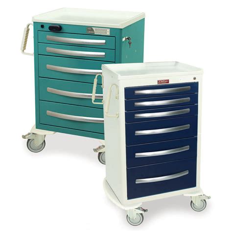 A Series Medium Width Aluminum Locking Medical Cart Mpa24 Multiple