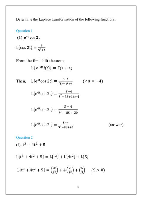 Solution Laplace Transformation Problems Studypool