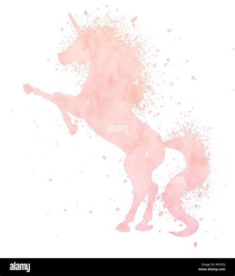 Aquarell Einhorn silhouette Malerei mit splash Textur auf weißem