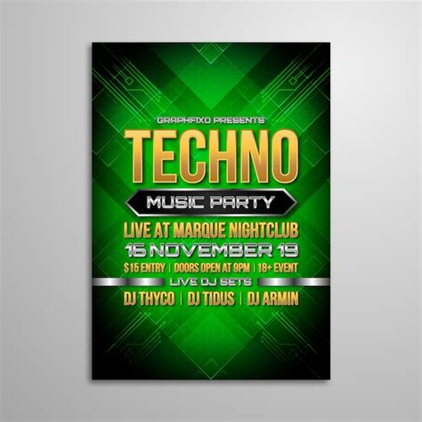 Affiche Du Festival De Musique Techno Vecteur Premium