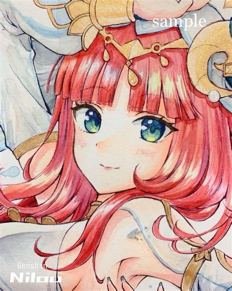 【未使用】手描きイラスト 原神 ニィロウ 透明水彩 色鉛筆 A4 原画 Genshin Impact Nilouの落札情報詳細 ヤフオク