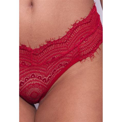 Conjunto Sem Bojo Em Renda Vermelho D96 COMPRA FACIL LINGERIE