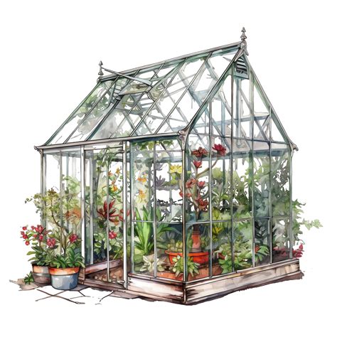 Premium AI Image | Spring greenhouse watercolor illustration spring clipart