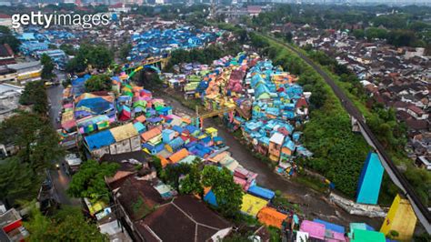 Aerial View Of The Old Slum Village Jodipan With Colorful Houses In