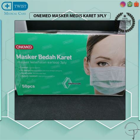 Jual ONEMED Masker Medis Karet 3ply 1Box 50pcs Shopee Indonesia