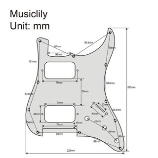 Musiclily Pro 11 Holes Round Corner HH Strat Pickguard 2 Humbuckers For