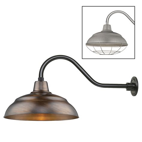 Copper Gooseneck Light Fixture With Warehouse Shade Barn Pros