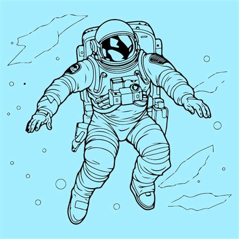 Handgezeichnete Vektor Astronauten Illustration Raumfahrer Illustration