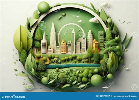 Eco Friendly City Concept in a Beautiful Paper Cut Style Design Stock Illustration ...