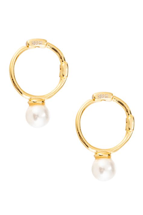 Women's 24K Gold Plated Brass Huggie Earrings W/ Shell Pearls - Lita ...