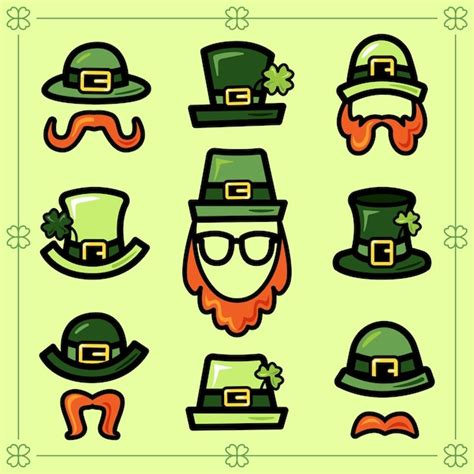 Premium Vector St Patricks Day Hats Icon Set