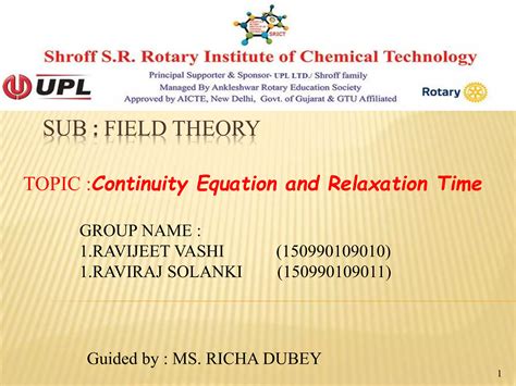 Continuity Equation And Relaxation Time Ppt