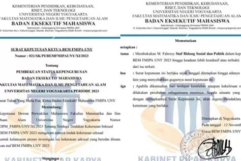 TOK M Fahrezy Dibekukan Dari Kepengurusan BEM FMIPA UNY Kilat