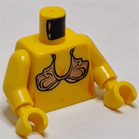 LEGO PART 973c01h01pr0087 Torso Bikini Top Gold Ornate Print Princess Leia Slave Yellow Arms