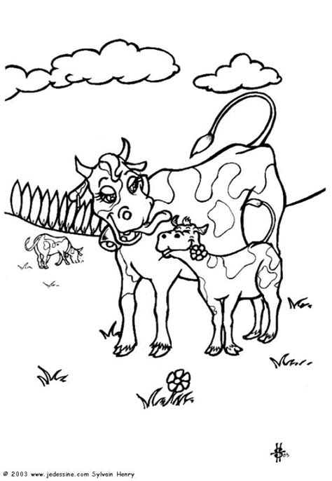 Dibujos Para Colorear Animales De Granja Mamá Vaca Y Becerro