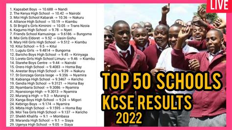 Top 50 Schools Kcse 2022 Resultsstarehe Boysmaranda Highmoi Girls