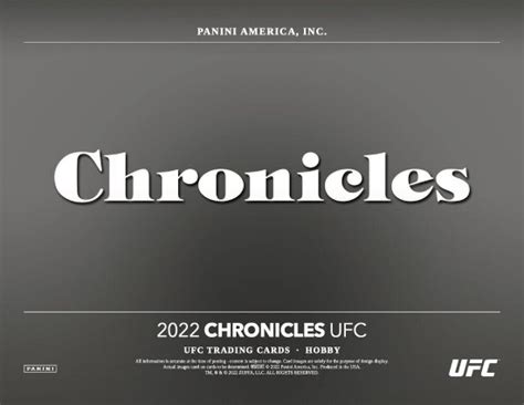 Panini Chronicles Ufc Mma Card Checklist