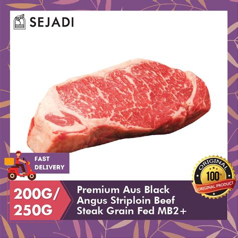 Premium Australian Black Angus Striploin Beef Steak Grain Fed Mb2 Sejadi Beecost