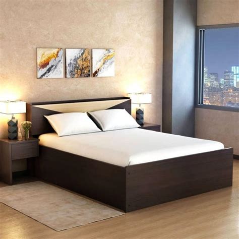 Queen Size Bed With Storage In Walnut Finish