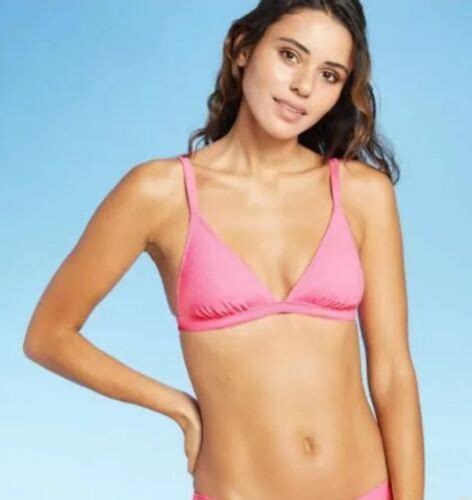 Xhilaration Women S Juniors Bikini Top Ribbed Triangle Pink Size XS EBay