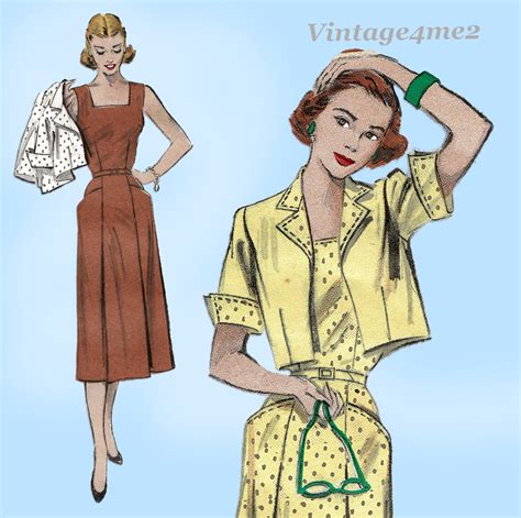 Butterick 6085 1950s Uncut Sun Dress And Topper Size 36 B Vintage Sewin Vintage4me2