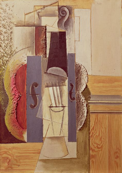 File:Pablo Picasso, 1913, Violin Hanging on the Wall, oil, spackle with sand, enamel, and ...