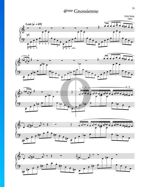 Gnossienne No. 4 (Erik Satie) Piano Sheet Music - OKTAV