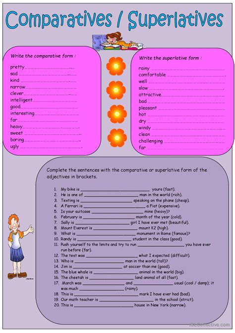 Comparatives And Superlatives Worksheets