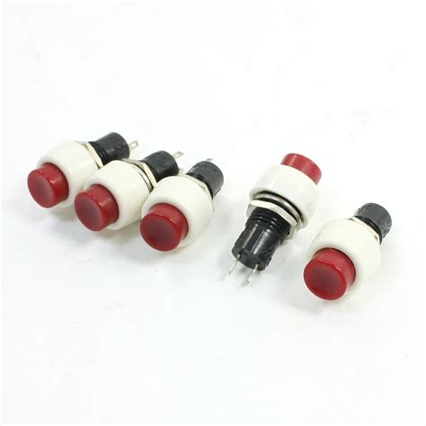 Iivverr Red Round Flat Head Spst Momentary Push Button Switch A