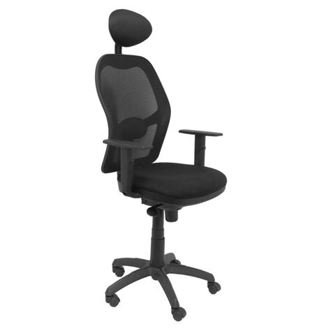 Silla Jorquera Malla Negra Asiento Bali Negro Con Cabecero Fijo Y