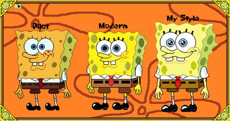 Three Styles Of Spongebob Squarepants By Spongedrew250 On Deviantart