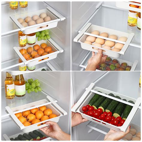 Thsue Fridge Egg Holder Adjustable Snap On Egg Storage Box With Pull