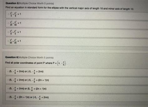 Solved Question 5 Multiple Choice Worth 5 Points Find An Chegg