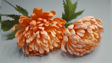 How To Make Chrysanthemum Flower From Crepe Paper Youtube